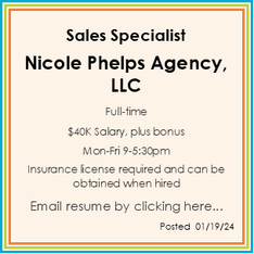 A resume for a sales specialist at nicole phelps agency llc