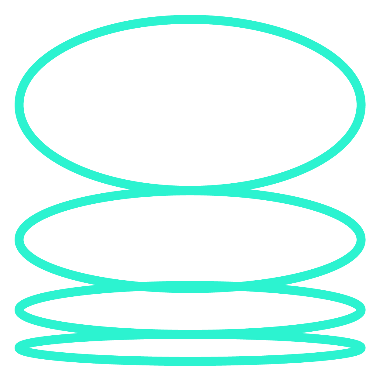 Four nested, light-blue ovals, resembling a spring or coil, stacked vertically.