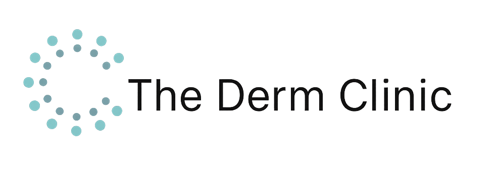 The logo for the derm clinic is a circle with dots in it.