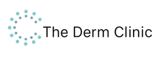 The logo for the derm clinic is a circle with dots in it.