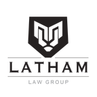 A black and white logo for a law firm called latham law group.