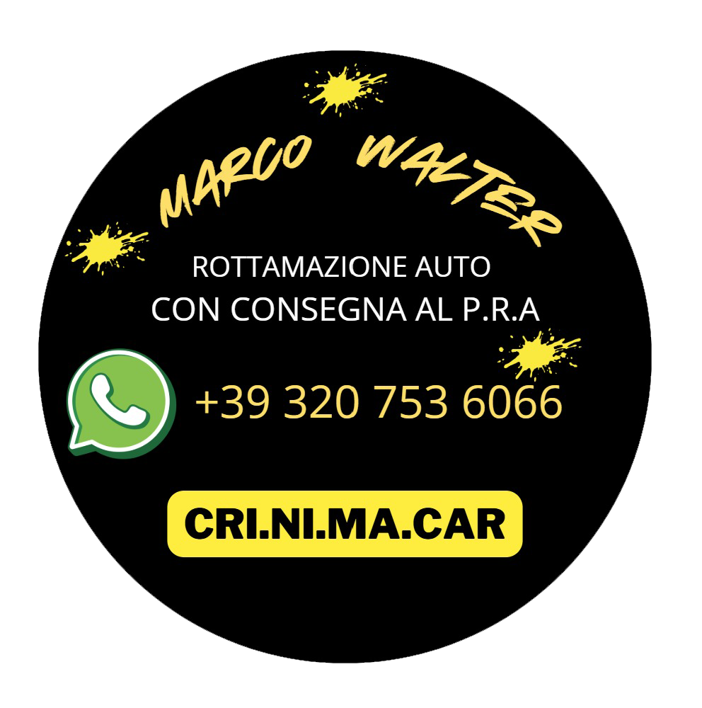 Un logo circolare nero con schizzi di vernice gialla, le scritte