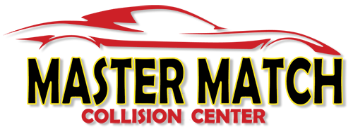 A logo for a collision center called master match