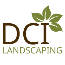 A logo for a company called dci landscaping