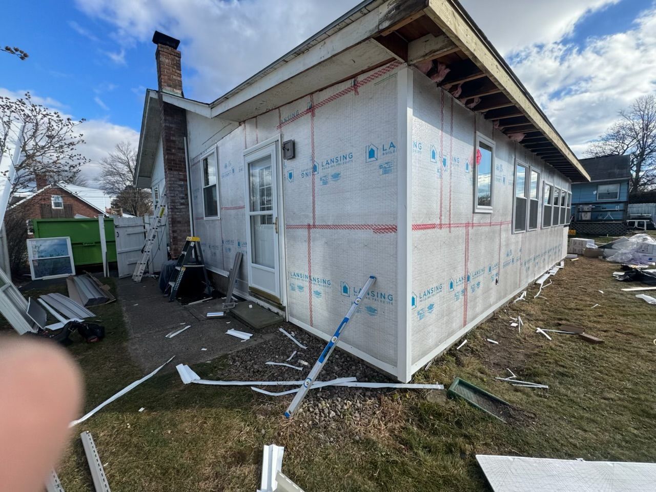 An empty room with a hole in the wall