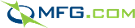 a blue and green logo for mfg.com