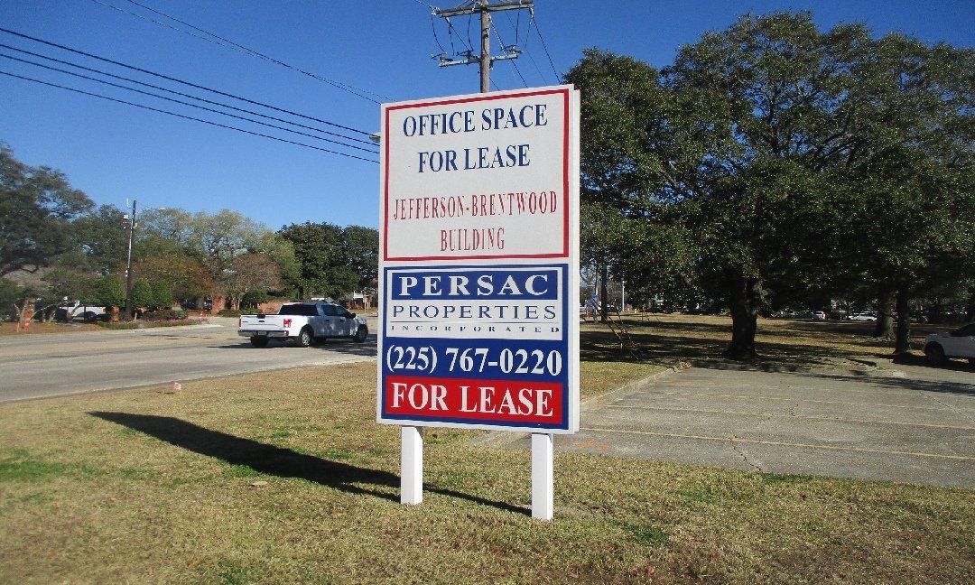 Sign for office space for lease, with 