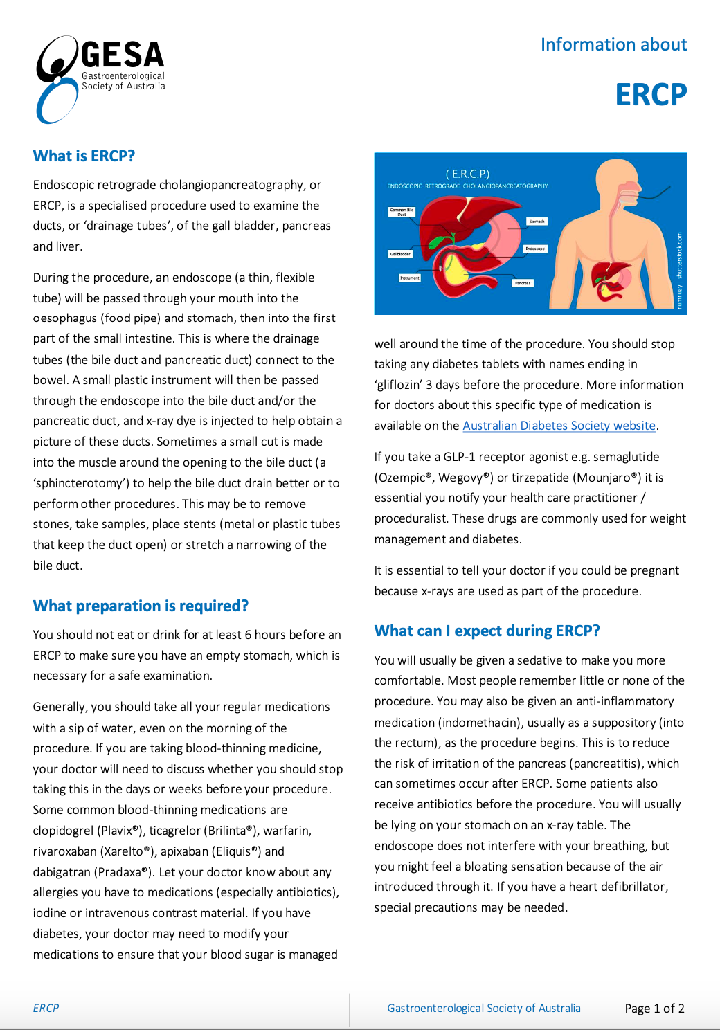 Endoscopic retrograde cholangiopancreatography Sydney
