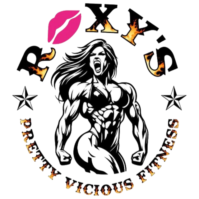 Logo: Muscular woman in fitness wear with