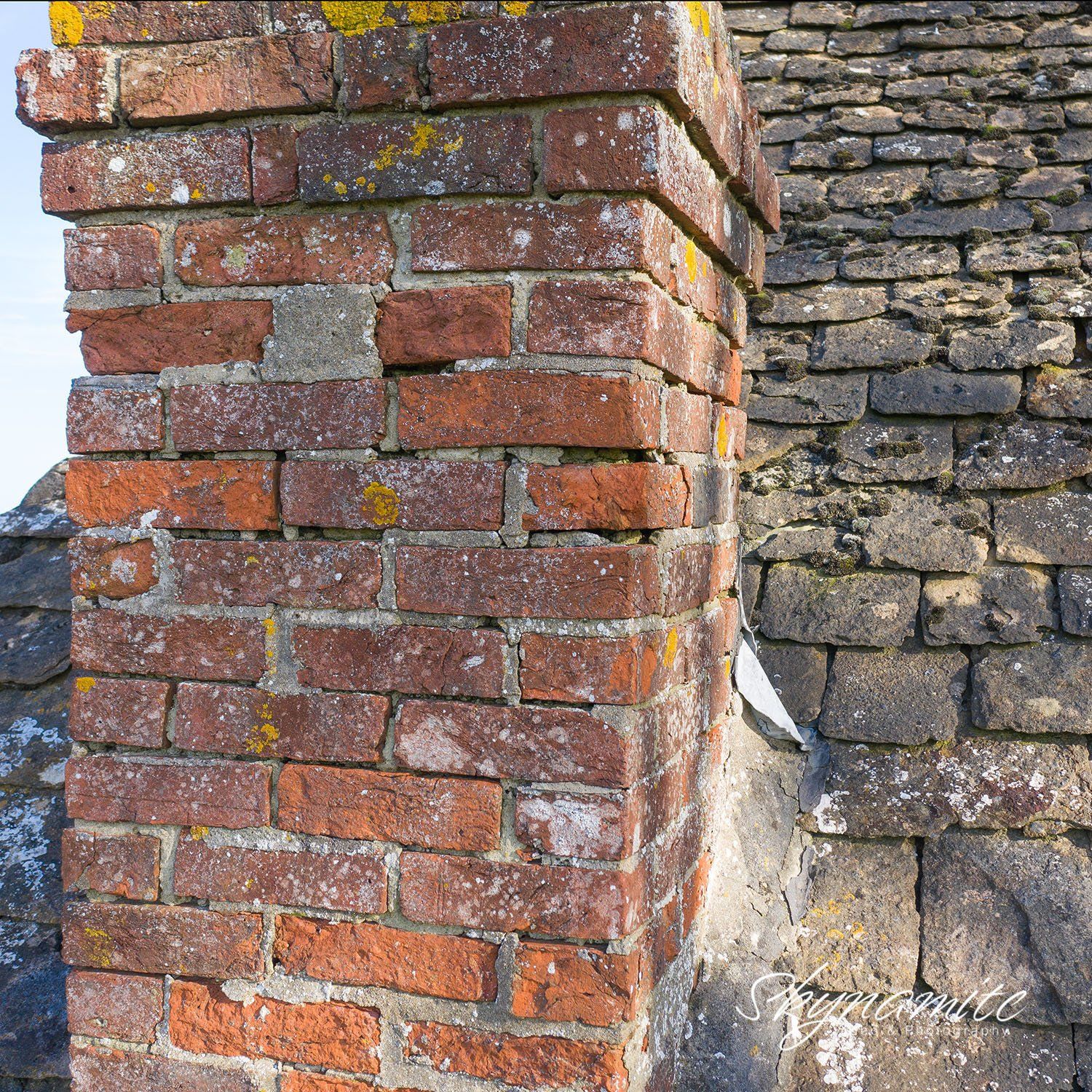 An aerial inspection picture of chimney brickwork