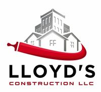 A logo for Lloyd's Construction LLC with a building on top