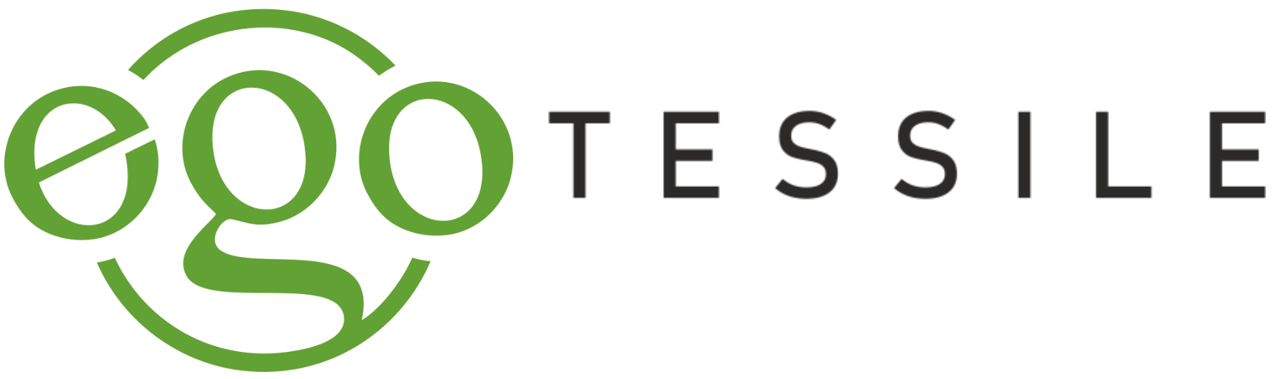 Un logo verde con la scritta ego tessile in lettere nere su sfondo bianco.