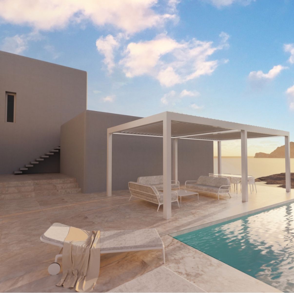 Impressione artistica di una casa con piscina