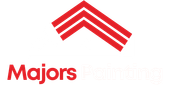 Red chevron above the name "Majors Painting" in a red font.