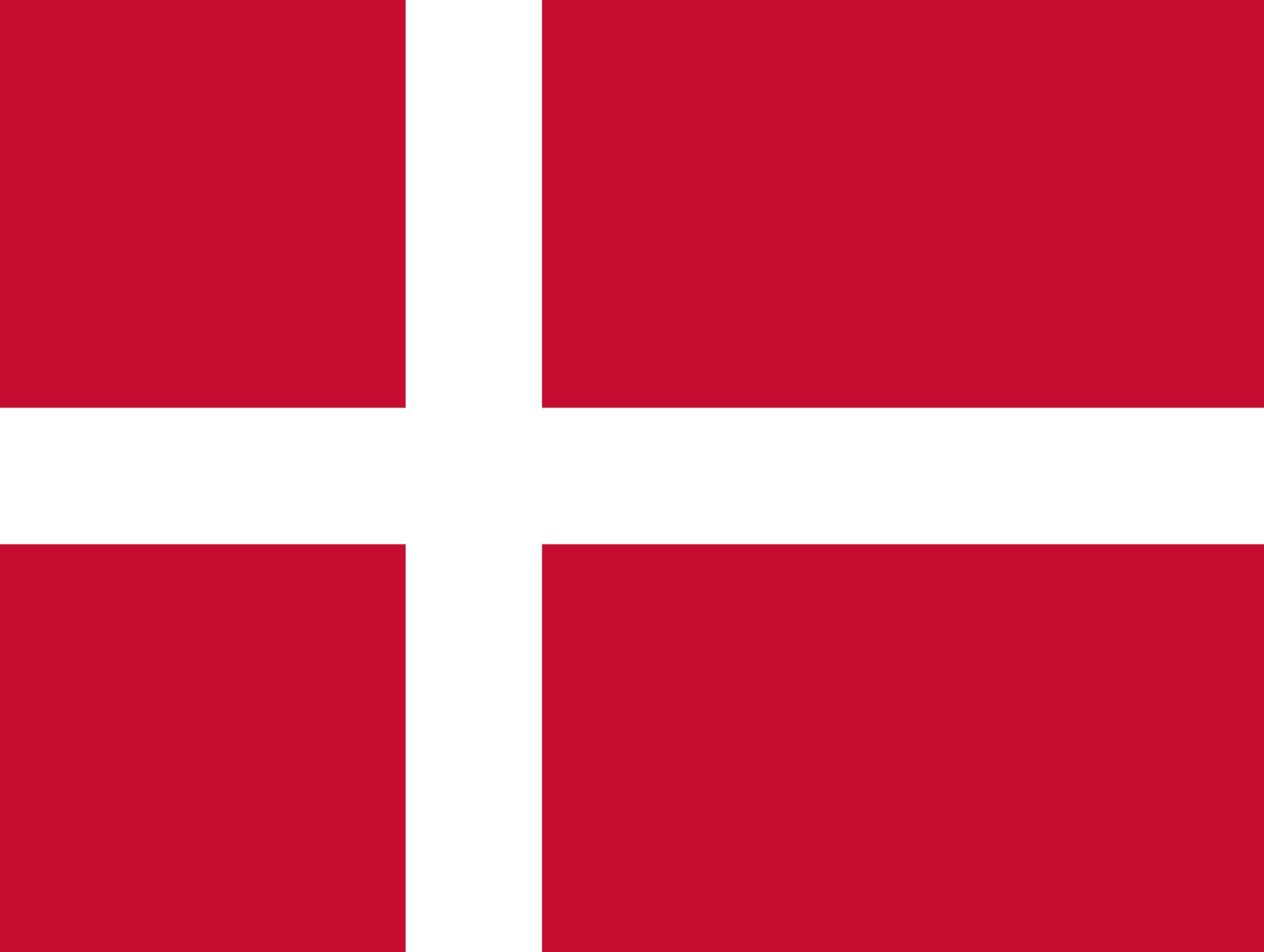 Vlag van Denemarken Rode vlag met een wit Scandinavisch kruis.
