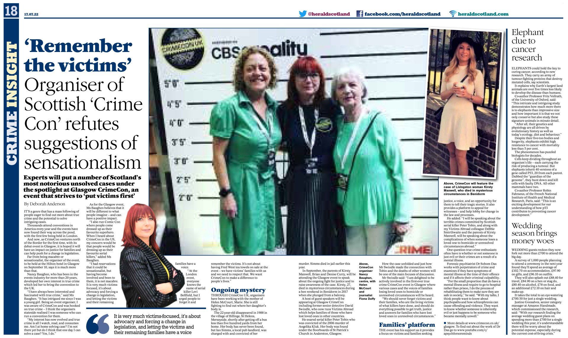 CrimeCon London, featured in the Herald