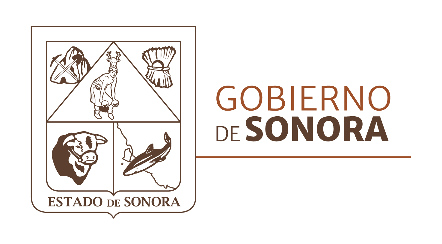 El logotipo del Gobierno de Sonora muestra un escudo de armas con animales.
