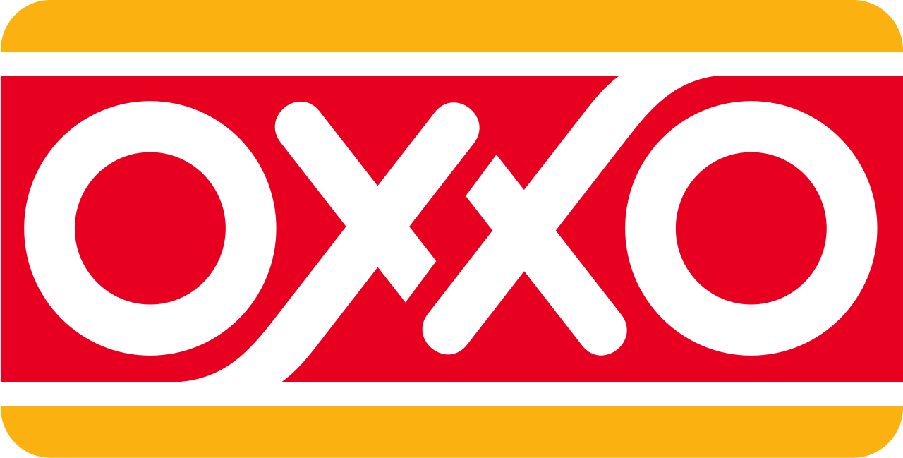 El logo de oxxo esta sobre un fondo blanco