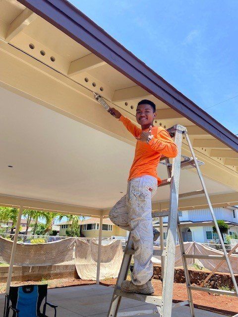 Happy Man On The Ladder | Oahu, HI | Clinton’s Painting