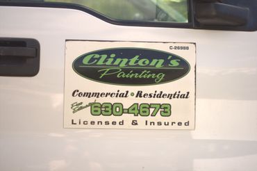 Clinton's Painting logo decal on truck