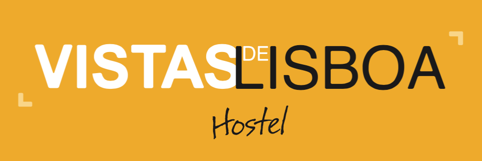 A logo for vistas de lisboa hostel on a yellow background