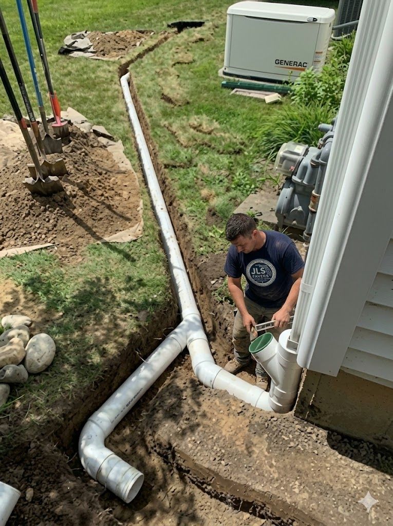 A construction worker is laying bricks on a construction site with a shovel.