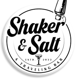 A logo for a traveling bar called shaker & salt