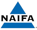 A blue triangle with the word naifa on it.