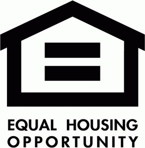 A black and white logo for equal housing opportunity