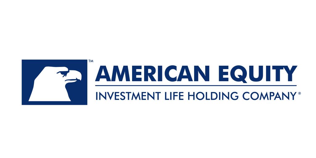Logo for American Equity Investment Life Holding Company: White eagle head in blue square, text "American Equity."
