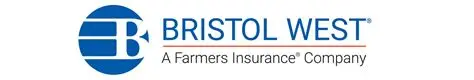 Bristol West logo: blue globe with a stylized "B" and "BRISTOL WEST" text with "A Farmers Insurance Company".