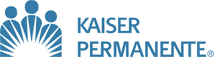 Kaiser Permanente logo: three blue figures above radiating lines, with "KAISER PERMANENTE" text.