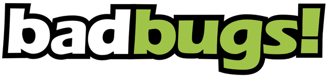 A green and white logo for badbugs!