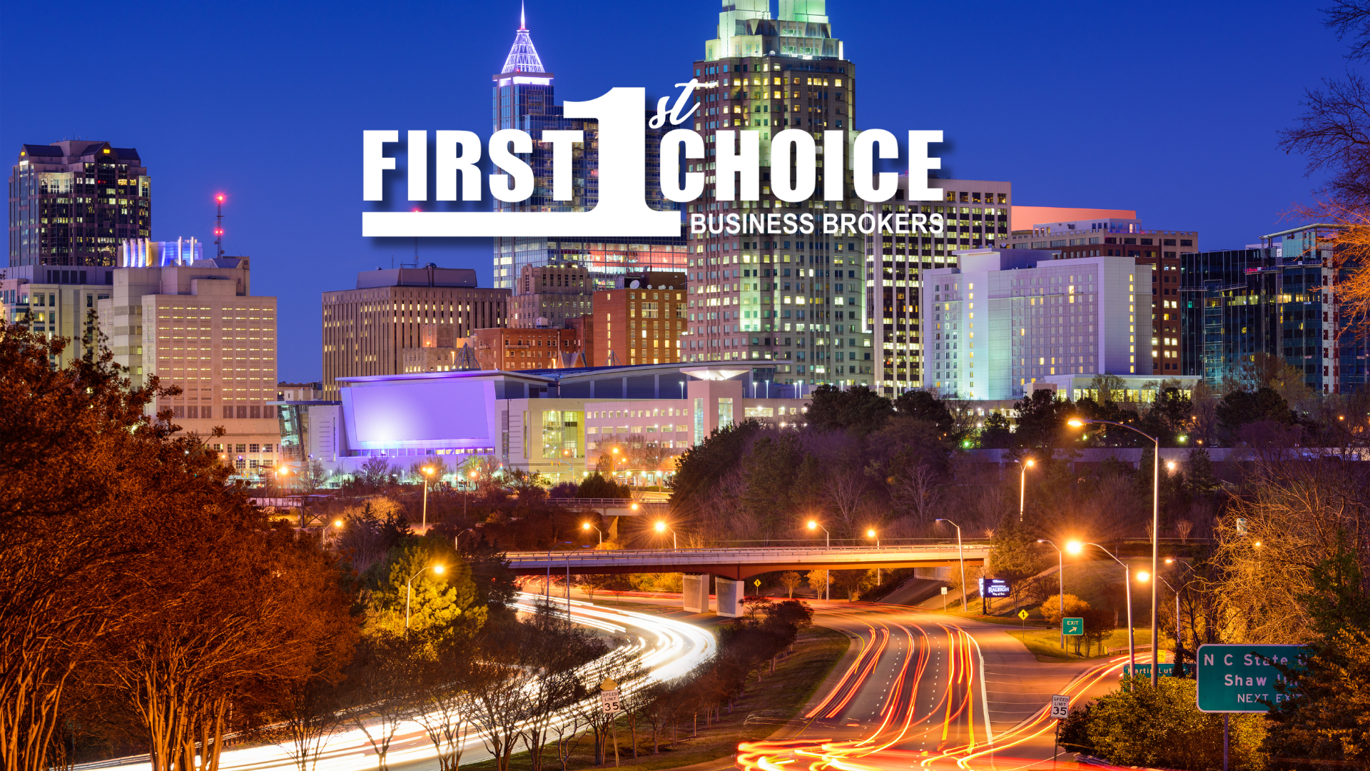 A picture of a city with the words first choice on it