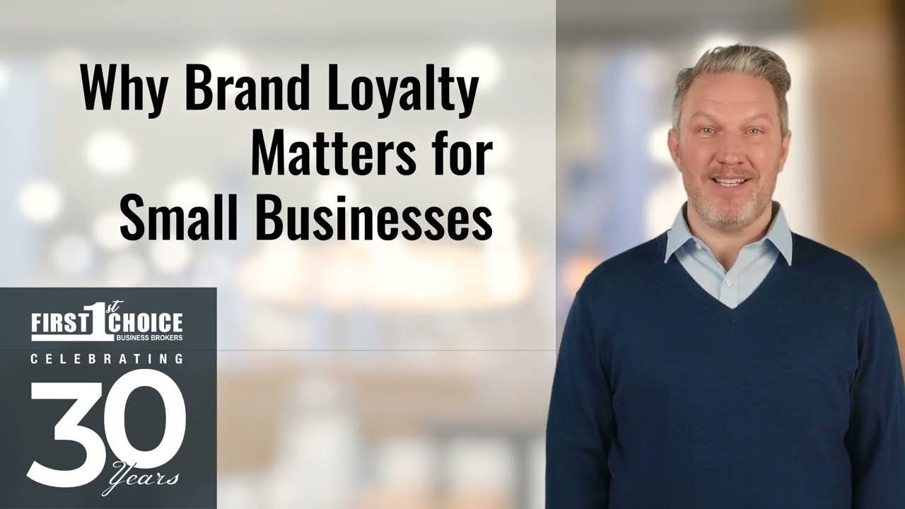 A man is standing in front of a sign that says why brand loyalty matters for small businesses