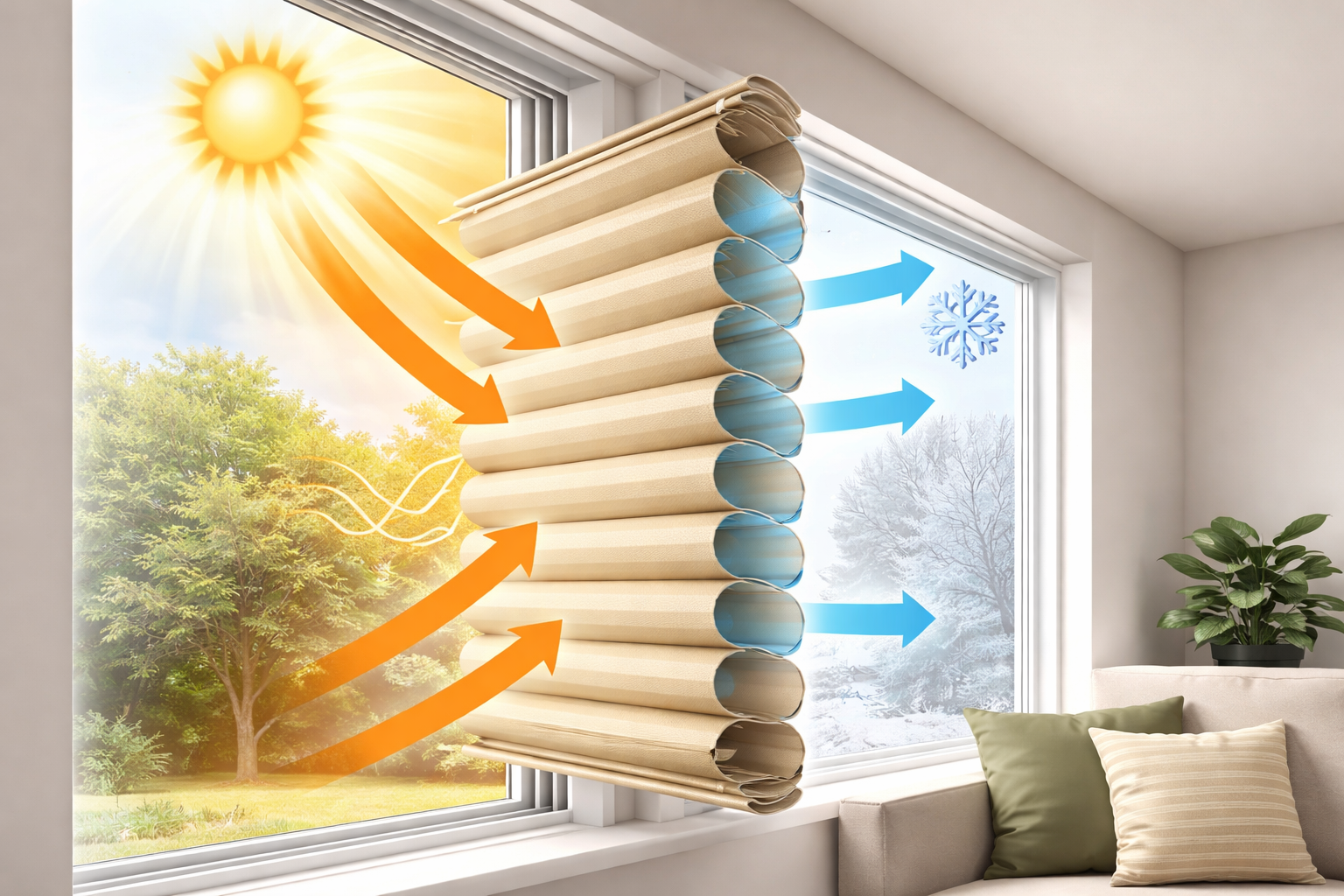 Honeycomb shades for windows