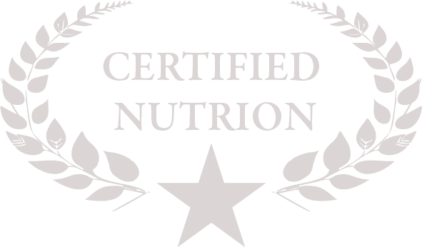 A certified nutrion logo with a laurel wreath and a star.