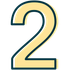 Yellow number 2 with a dark blue outline.