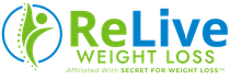 ReLive Weight Loss logo with blue and green colors. Affiliated with Secret for Weight Loss.