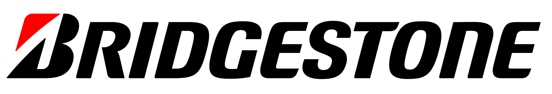 Bridgestone logo with a red and black stylized B icon. The word