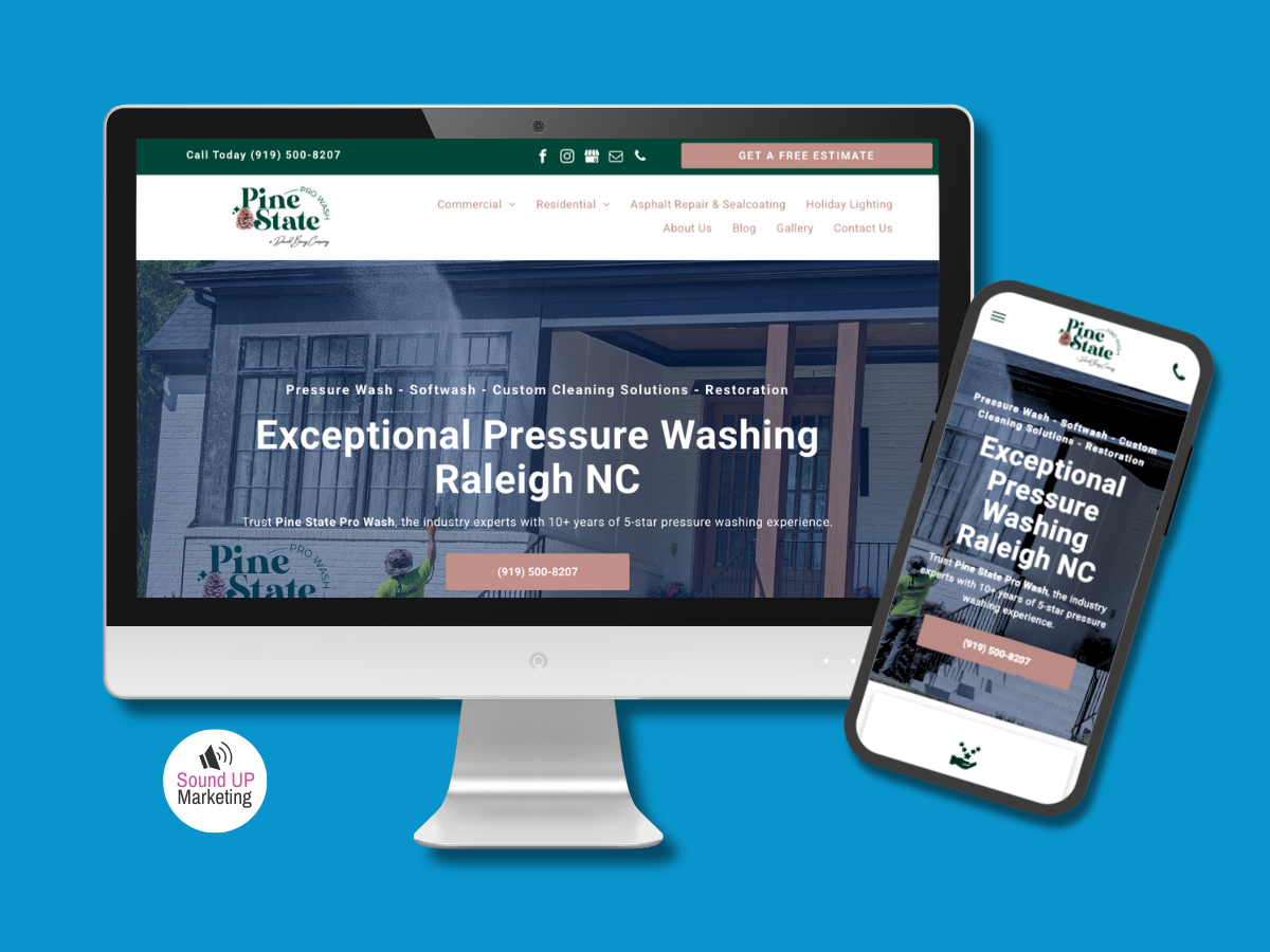 Web design for contractors showing the homepage on a desktop and mobile device.