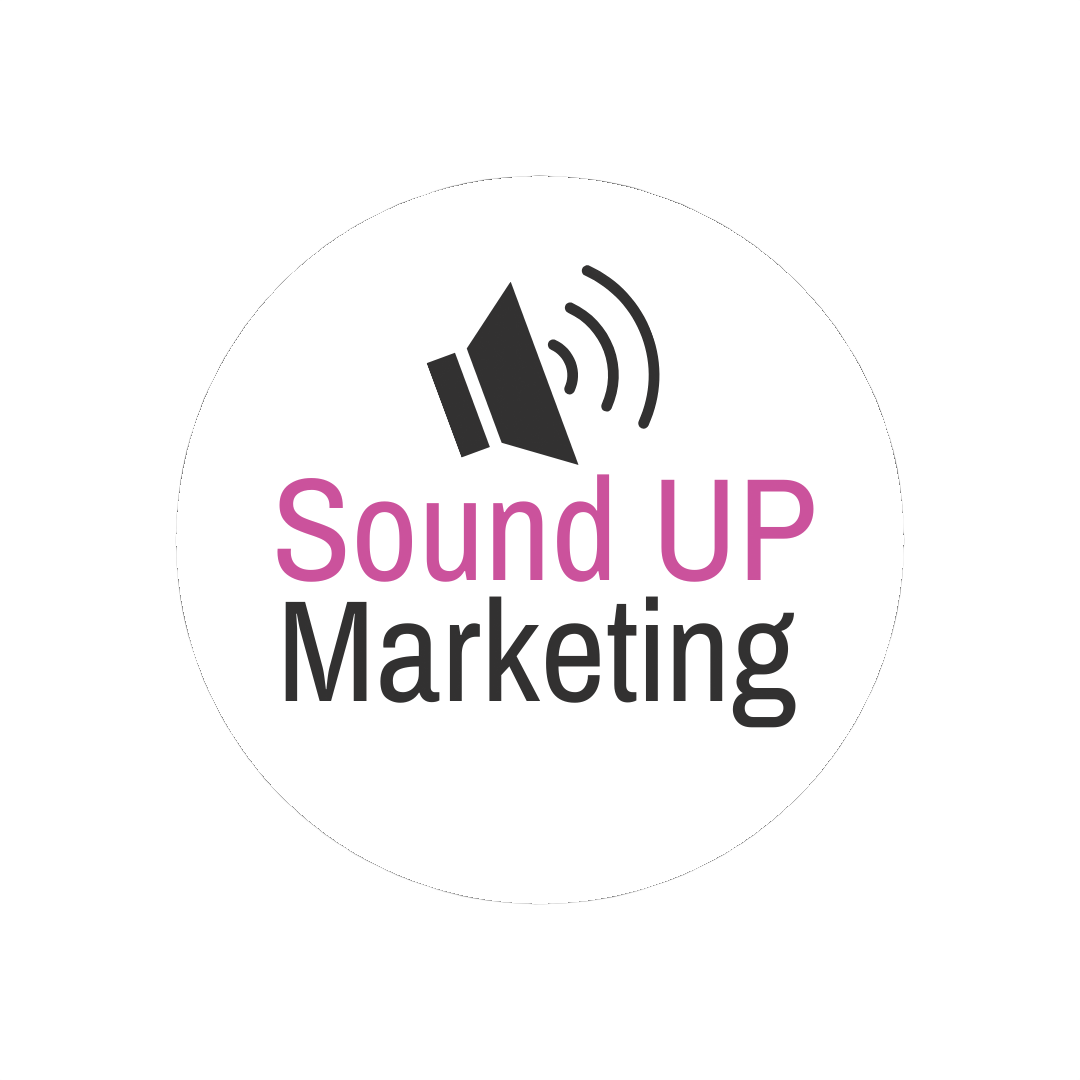 Sound UP mArketing logo with signature speaker facing up