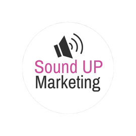 Sound UP mArketing logo with signature speaker facing up