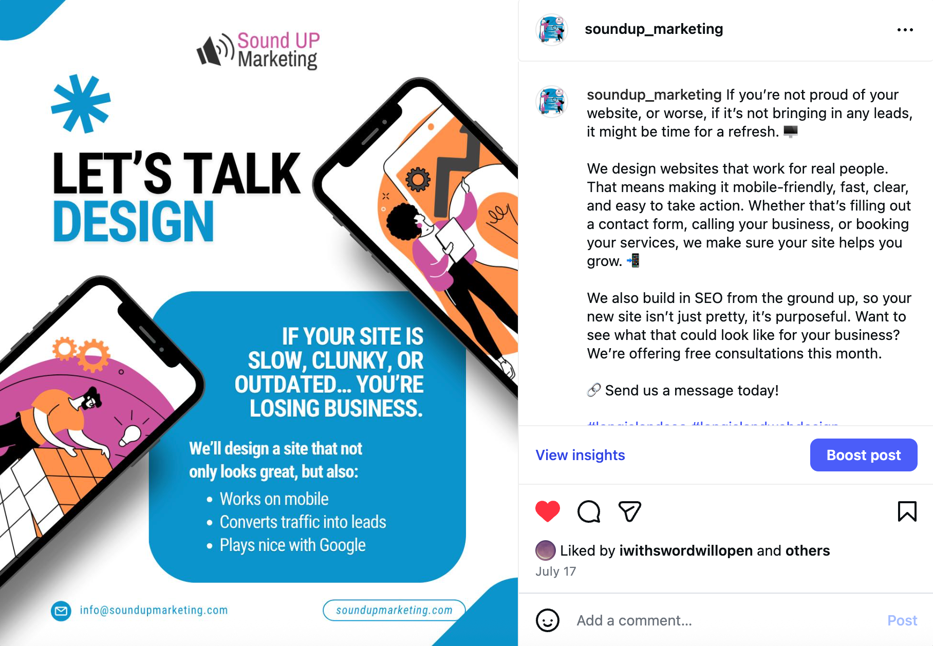 Social media marketing Instagram post: text overlay