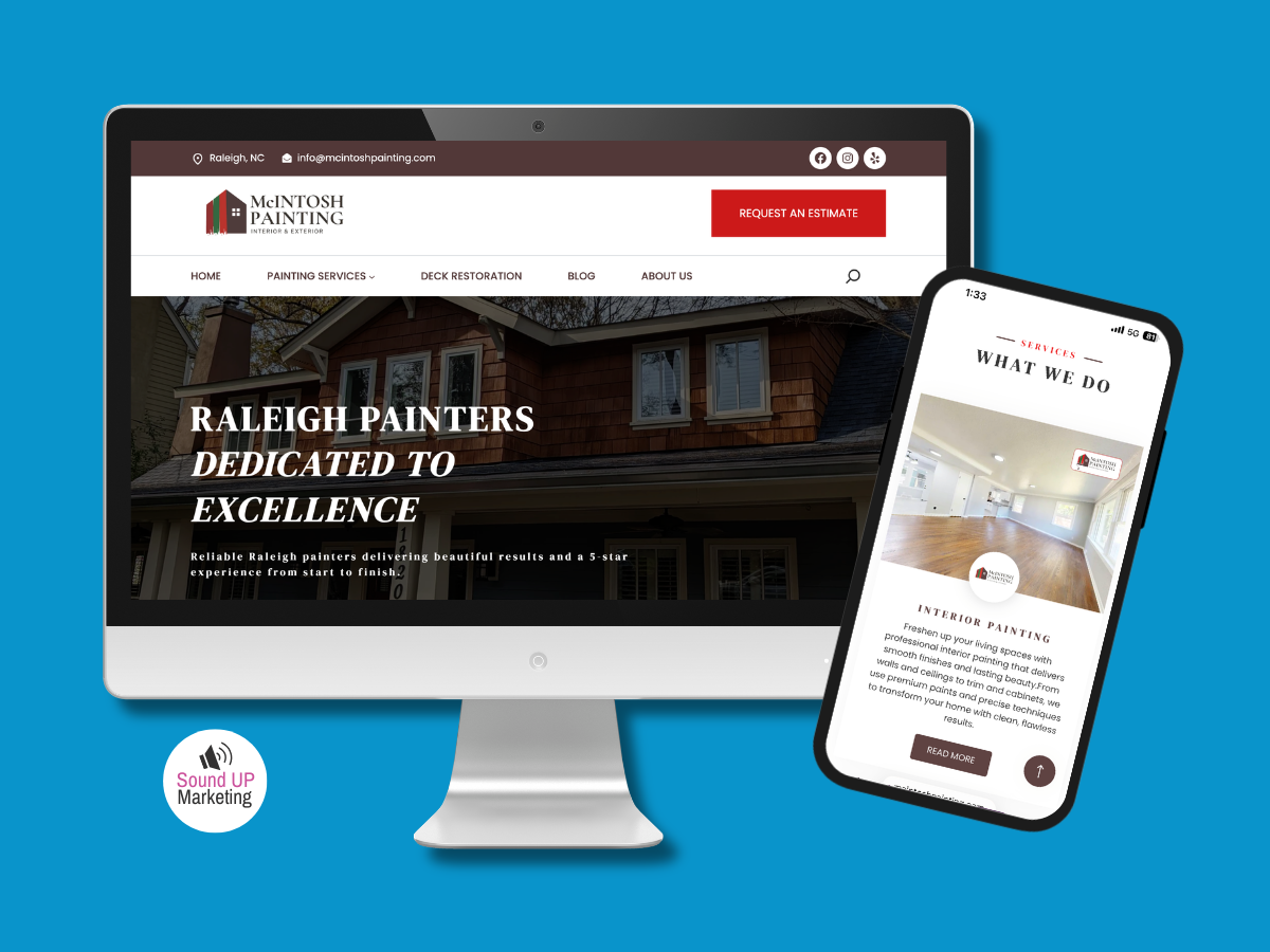 Web design for contractors showing the homepage on a desktop and mobile device.