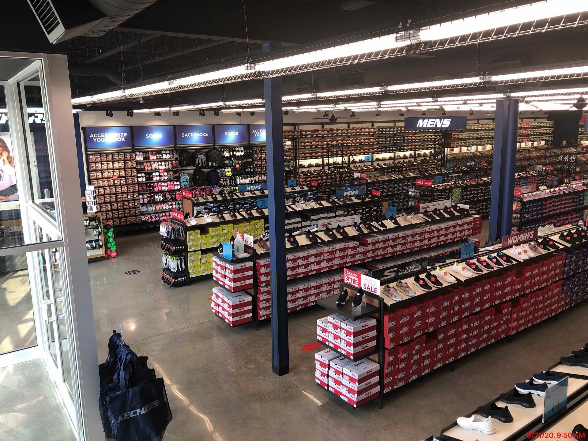 An aerial view of a shoe store filled with lots of shoes