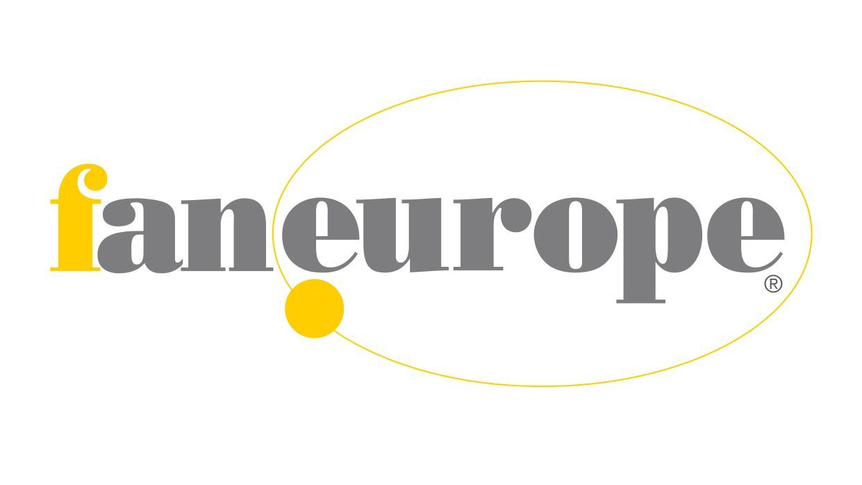 Il logo di faneurope è giallo e nero e ha un cerchio giallo attorno.