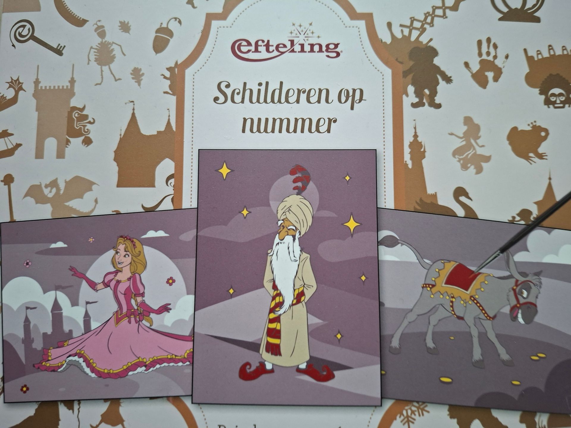 Efteling schilderen op nummer: Doornroosje, Fakir, Ezeltje Strekje