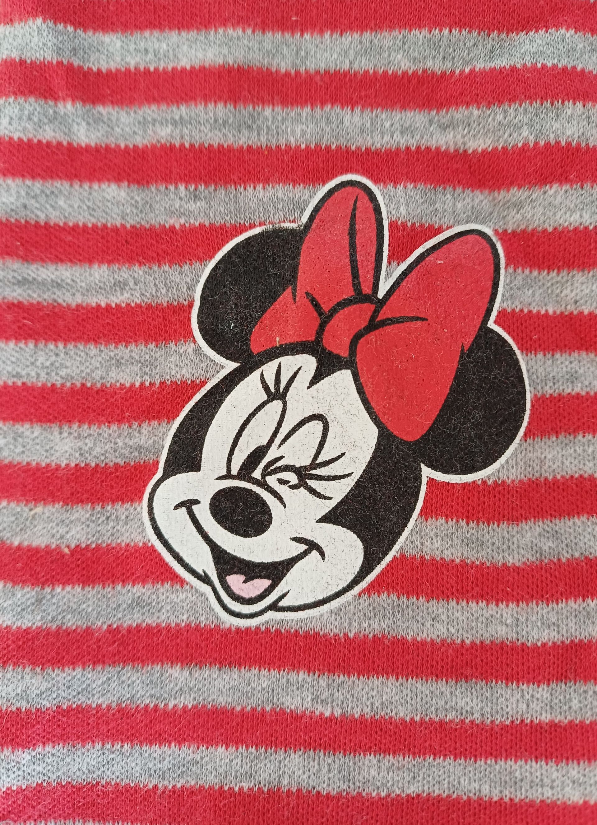 Disney Minnie Mouse babybroekje grijs/rood gestreept maat 74-80