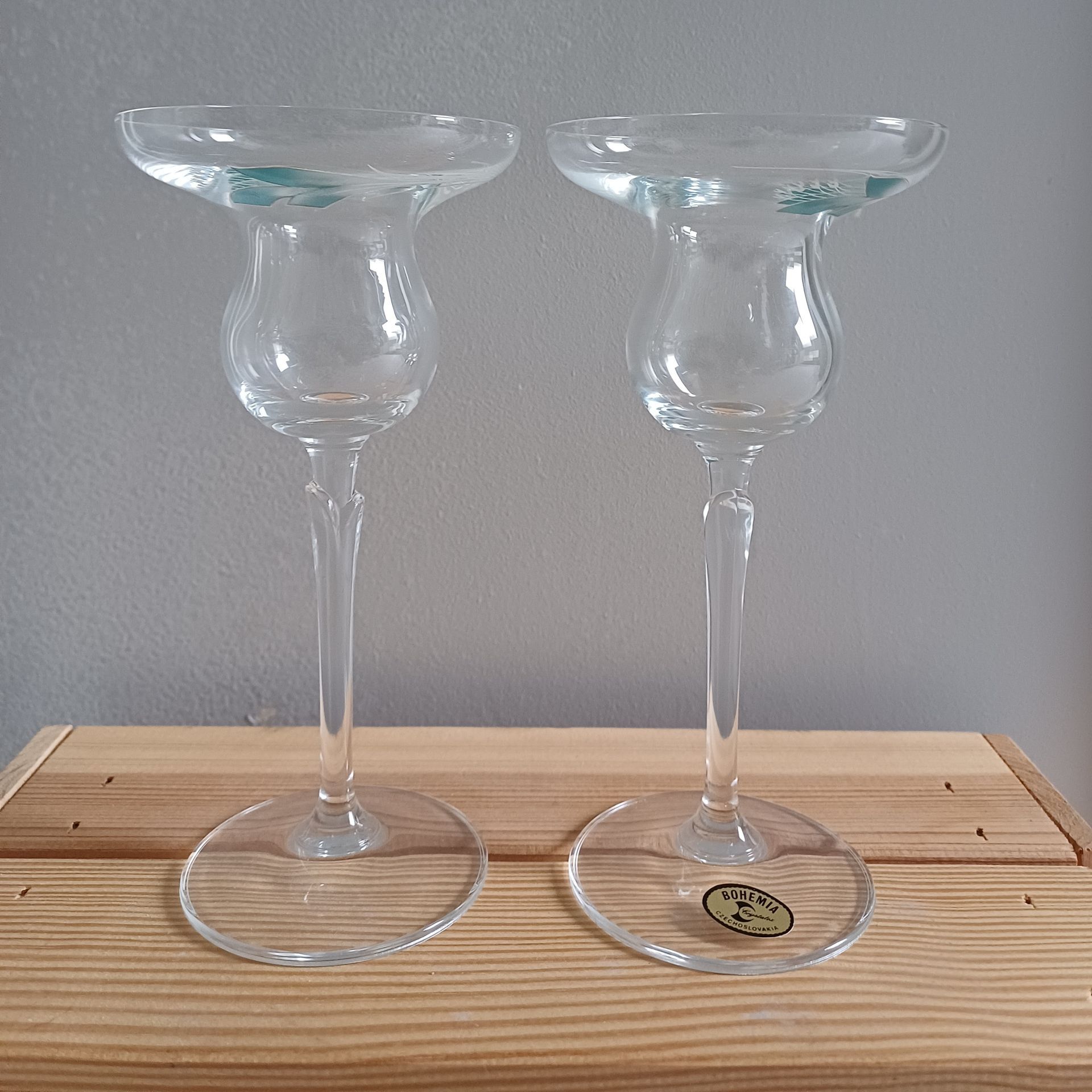 Vintage Bohemian glazen kandelaars